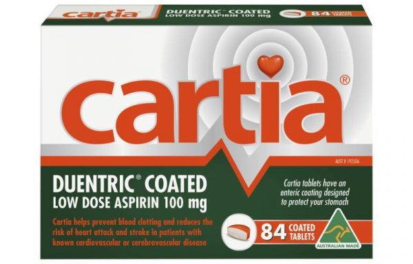 Cartia Low Dose Aspirin 100mg Enteric Coated Tablets (Pack of 84)