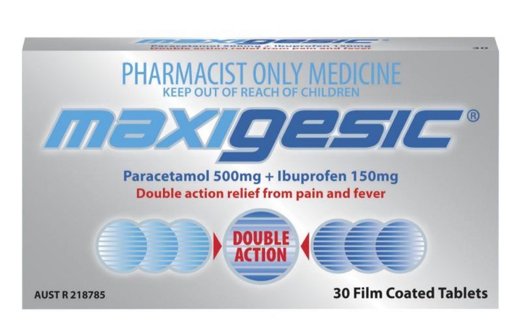 Buy Maxigesic Paracetamol 500mg + Ibuprofen 150mg Pain Relief Tablets
