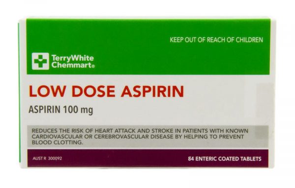 TerryWhite Chemmart Low Dose Aspirin 100mg Enteric Coated Tablets (Pack of 84)