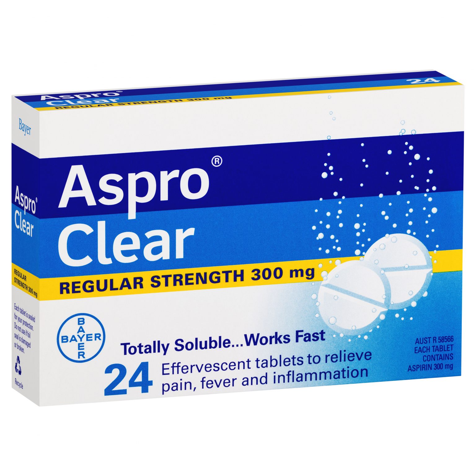 Buy Aspro Clear Soluble Aspirin 300mg Tablets (Pack of 24) Online eMedical