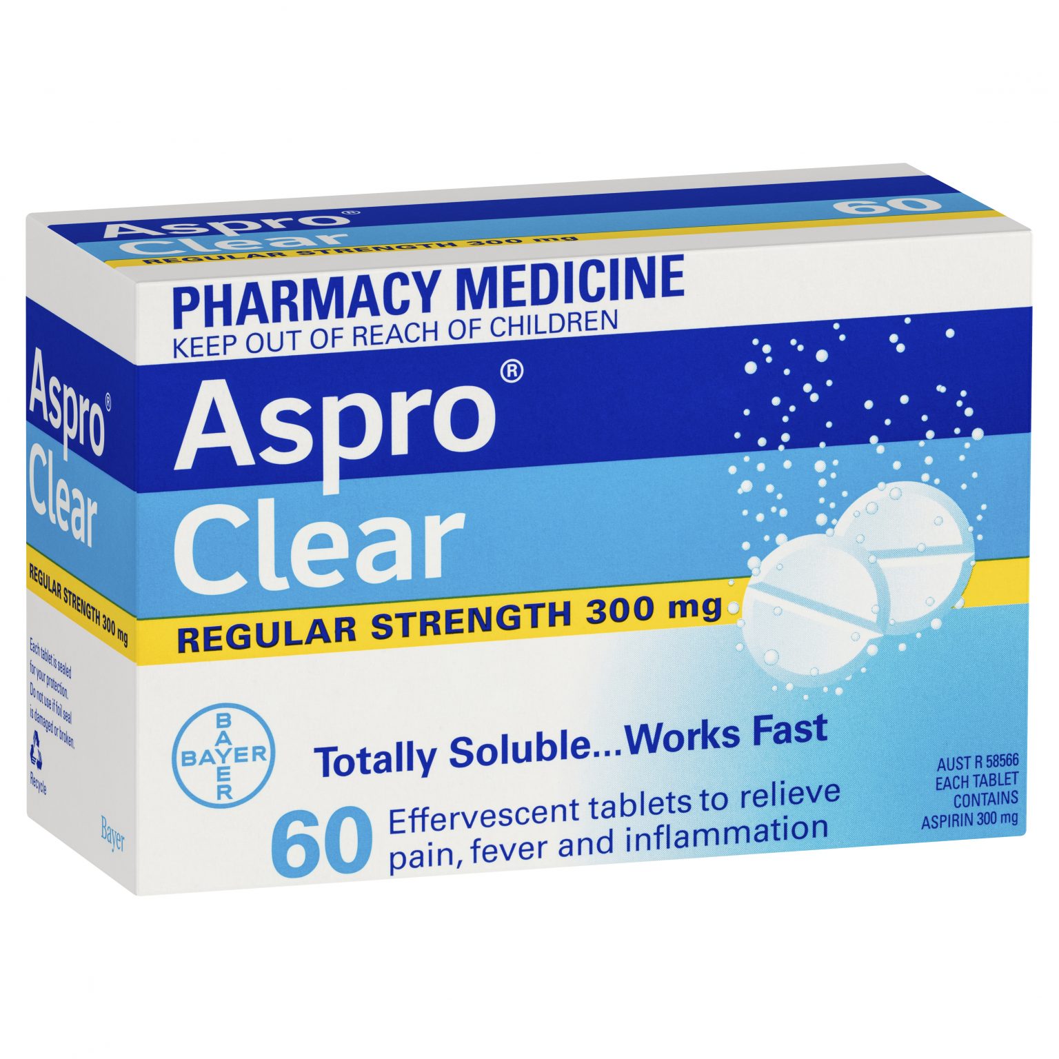 Aspro Clear Soluble Aspirin 300mg Tablets (Pack of 60) eMedical