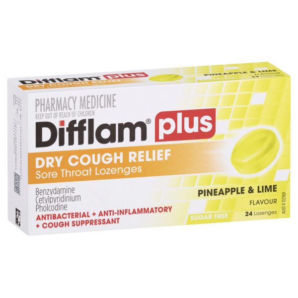 Buy Difflam Plus Dry Cough & Sore Throat Lozenges Pineapple & Lime