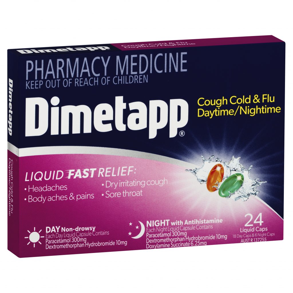 Dimetapp Cough Cold Flu Daytime Nightime Liquid Capsules Pack Of 24