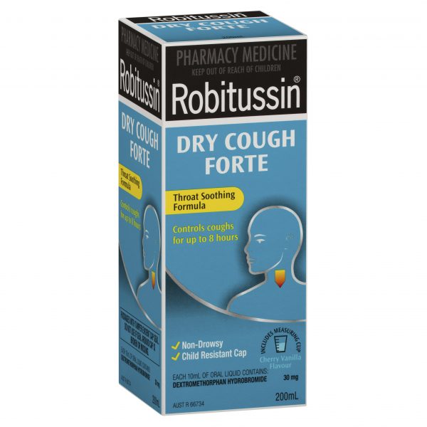 Robitussin Dry Cough Forte Oral Liquid Cherry Vanilla Flavour 200ml