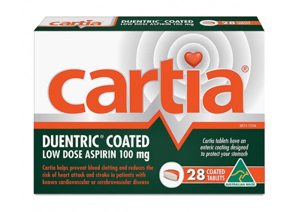 Cartia Low Dose Aspirin 100mg Enteric Coated Tablets (Pack of 28)