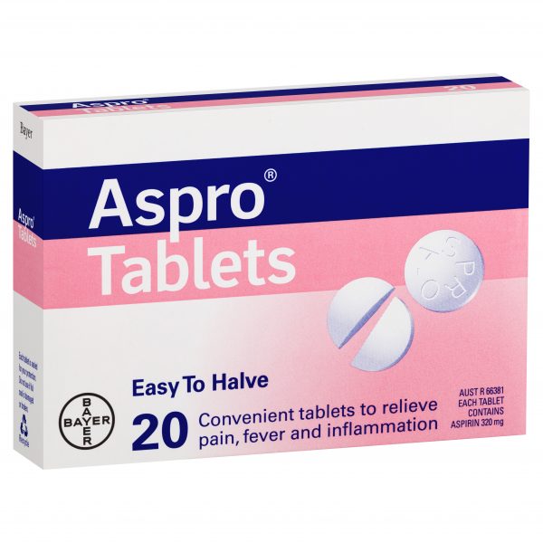 Aspro Regular Aspirin Tablets 320mg (Pack of 20)