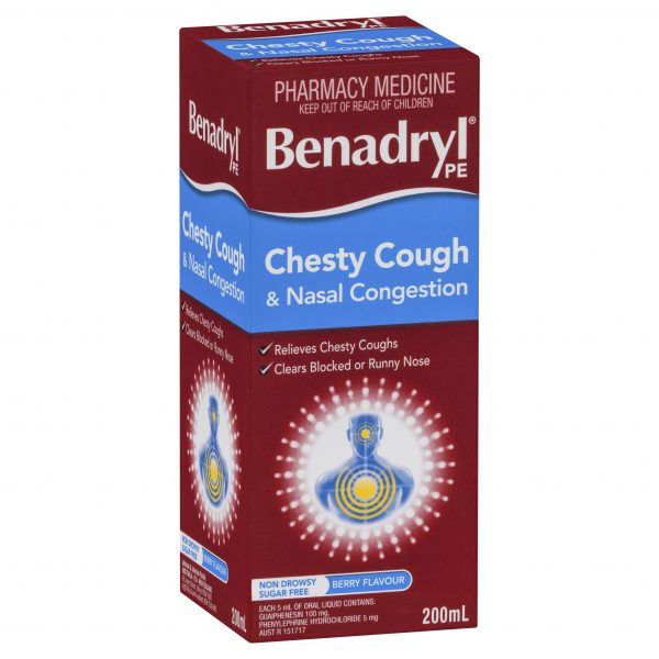 Benadryl PE Chesty Cough & Nasal Decongestant Cough Mixture 200ml