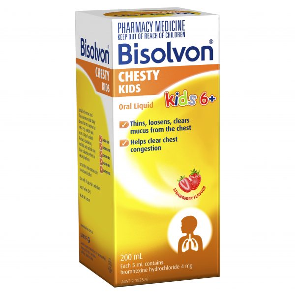 Bisolvon Chesty Cough Kids 6+ Years Liquid Strawberry Flavour 200ml