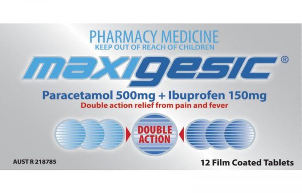 Maxigesic Paracetamol 500mg + Ibuprofen 150mg Pain Relief Tablets (Pack of 12)