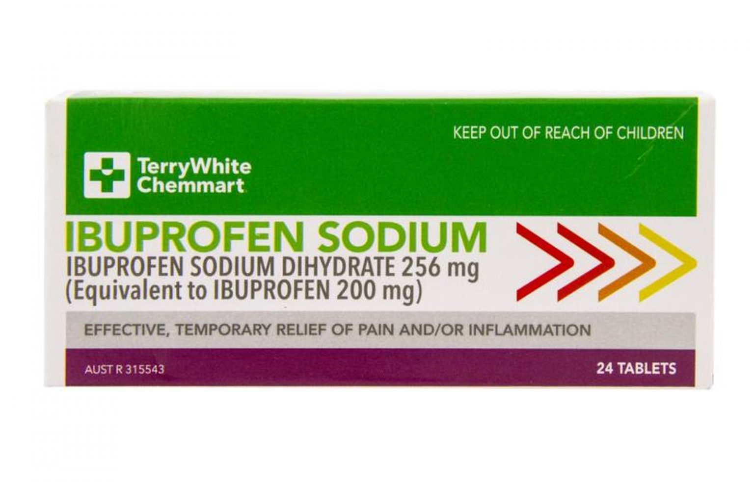 Buy TerryWhite Chemmart Ibuprofen Sodium 256mg Pain Relief Tablets