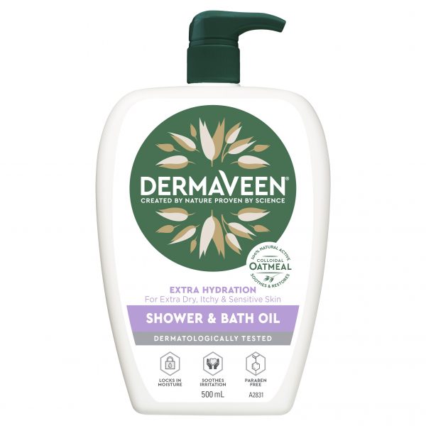 DermaVeen Extra Hydration Gentle Shower & Bath Oil 500ml