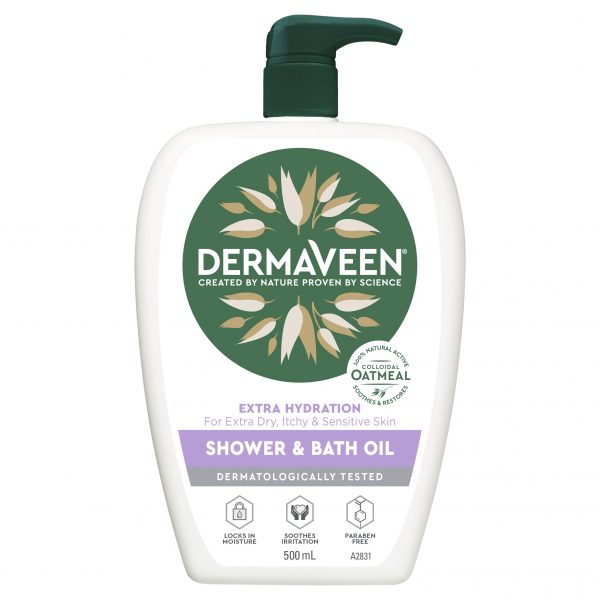 Buy DermaVeen Extra Hydration Gentle Shower & Bath Oil 500ml Online