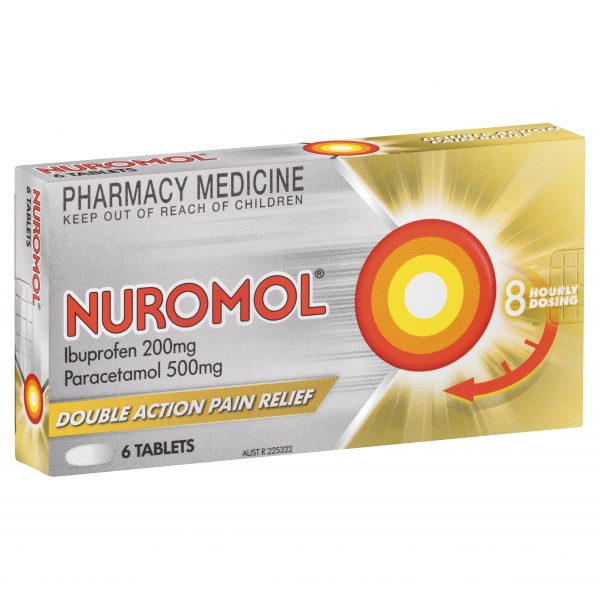 Nuromol Ibuprofen 200mg & Paracetamol 500mg Pain Relief Tablets (Pack of 6)
