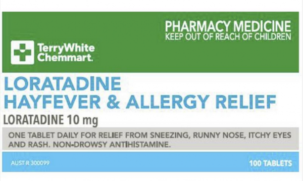 TerryWhite Chemmart Loratadine 10mg Hayferver & Allergy Relief Tablets (Pack of 100)