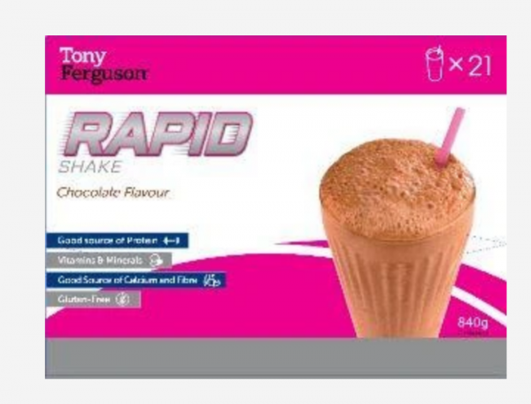 Tony Ferguson Rapid Shake Chocolate (Pack of 21 Sachets)