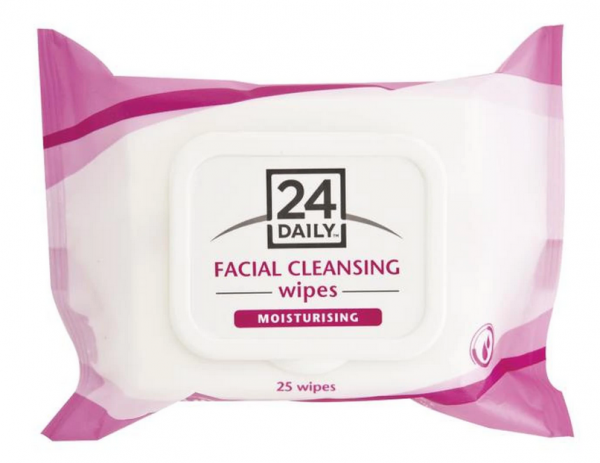24 Daily Facial Cleansing Wipes Moisturising (Pack of 25 Wipes)