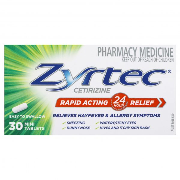 Zyrtec Cetirizine 10mg Hayfever & Allergy Tablets (Pack of 30)
