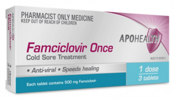 Apo Health Cold Sore Relief Famciclovir 500mg Tablets (Pack of 3)