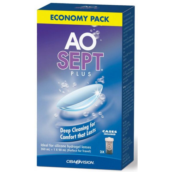 Aosept Plus Disinfecting Solution Economy Pack 360ml + 90ml - 450ml