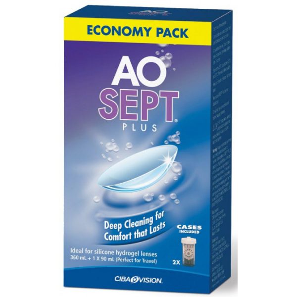 Aosept Plus Disinfecting Solution Economy Pack 360ml + 90ml - 450ml