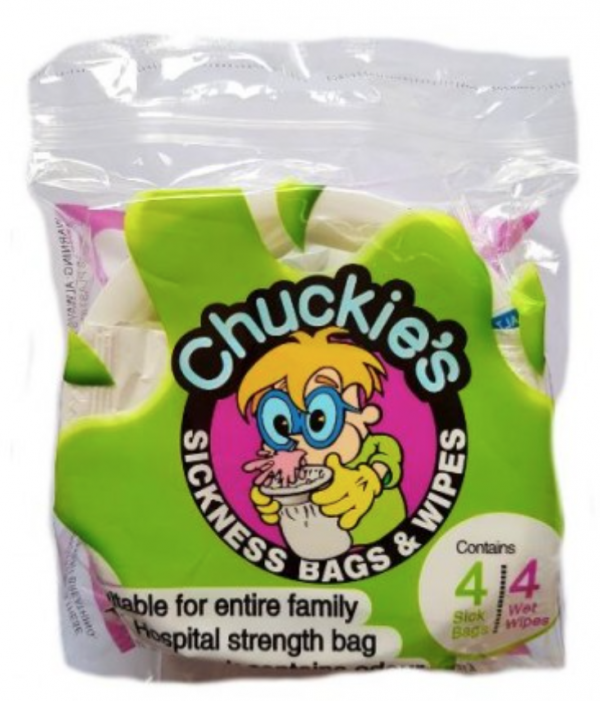 Chuckies Vomit Bags With Wipes 4 pack