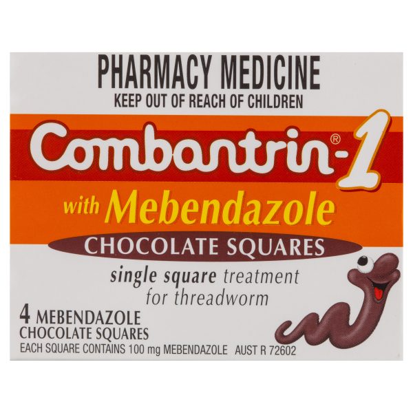 Combantrin 1 Worming Chocolate Squares with Mebendazole (Pack of 4)