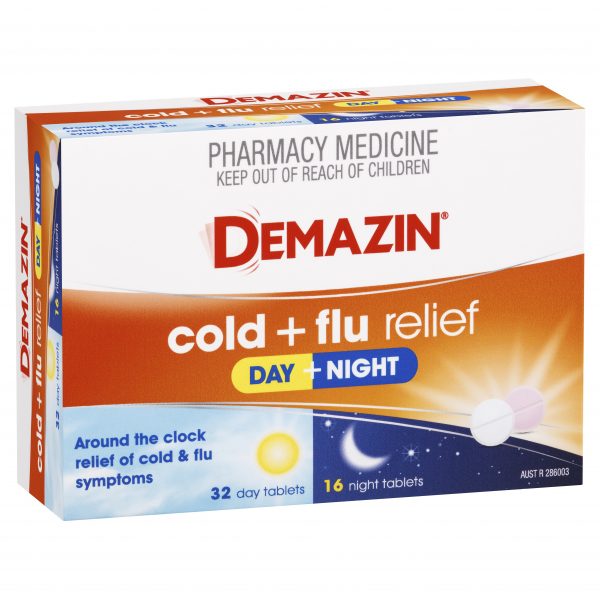 Demazin PE Multi Action Cold & Flu Relief Day & Night Tablets (Pack of 48)