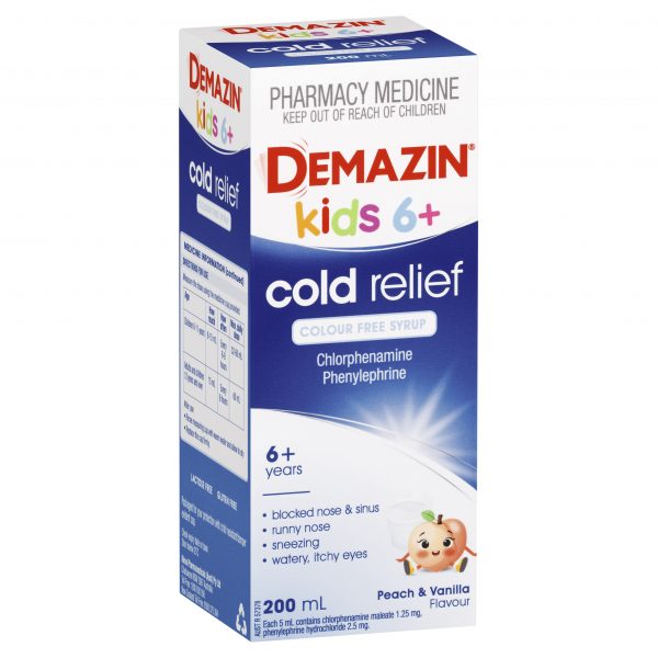 Demazin Cold Relief Colour Free Syrup 6+ Years 200ml