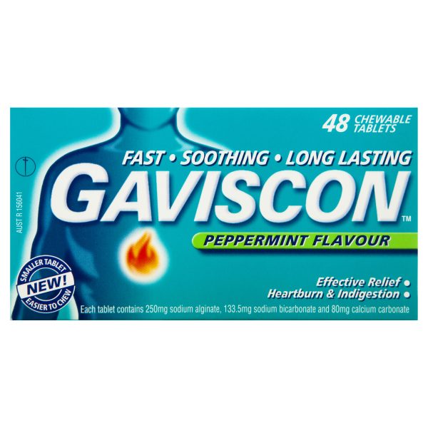 Gaviscon Chewable Tablets Peppermint Flavour (Pack of 48)