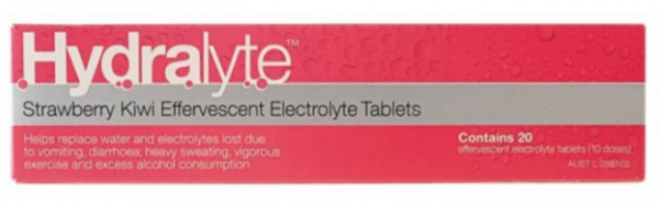 Hydralyte Effervescent Electrolyte Tablets Strawberry Kiwi Flavour (Pack of 20)