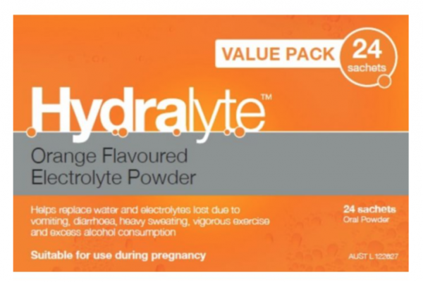Hydralyte Electrolyte Replacement Powder Orange Value Pack 24 sachets
