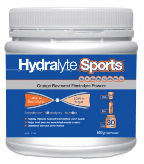 Hydralyte Sports Electrolyte Replacement Powder Orange Flavour 900g