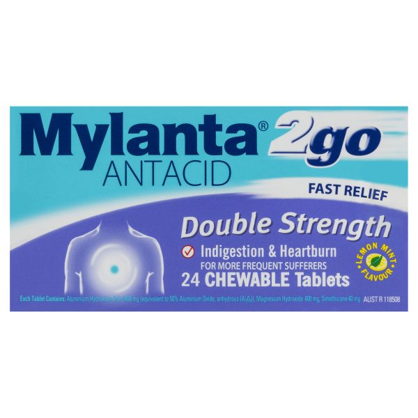 Mylanta 2Go Double Strength Chewable Tablets (Pack of 24)