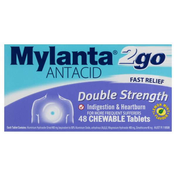 Mylanta 2Go Double Strength Chewable Tablets (Pack of 48)