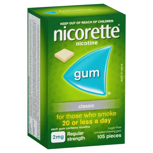 Nicorette Gum Classic Sugar Free 2mg Regular Strength 105 pieces