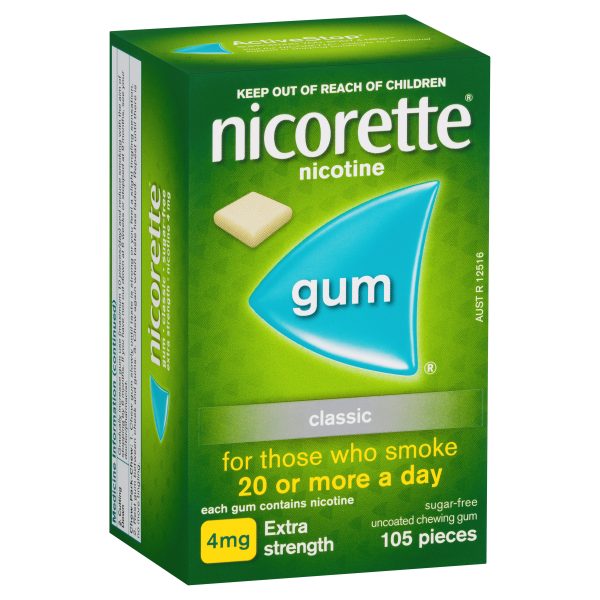 Nicorette Gum Classic Sugar Free 4mg Extra Strength 105 pieces