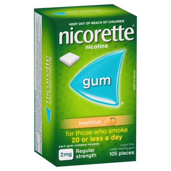 Nicorette Gum Fresh Fruit Sugar Free 2mg Regular Strength 105 pieces