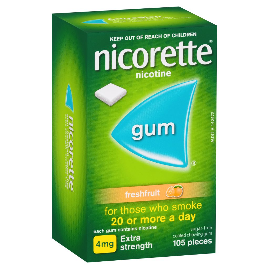 Buy Nicorette Gum Fresh Fruit Sugar Free 4mg Extra Strength 105 pieces