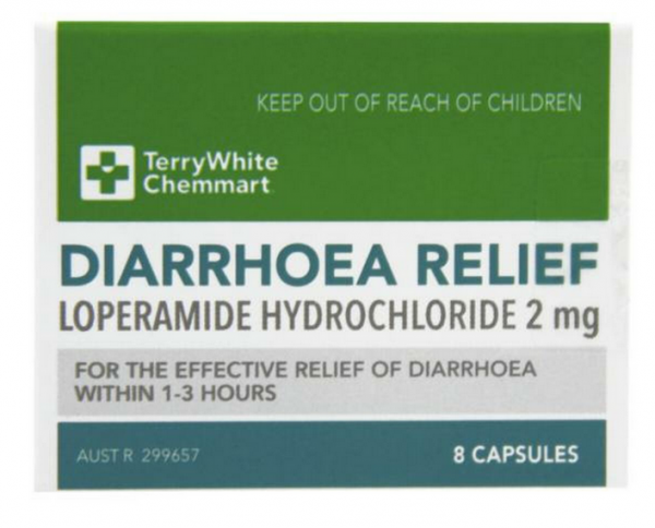 TerryWhite Chemmart Diarrhoea Relief Loperamide 2mg Capsules (Packf of 8)