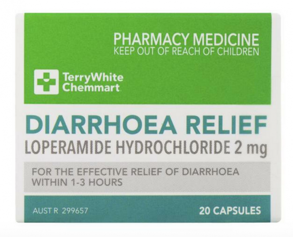 TerryWhite Chemmart Diarrhoea Relief Loperamide 2mg Capsules (Packf of 20)