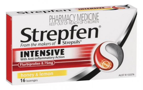 Strepfen Intensive Sore Throat Honey & Lemon Flavour Sugar-Free (Pack of 16)