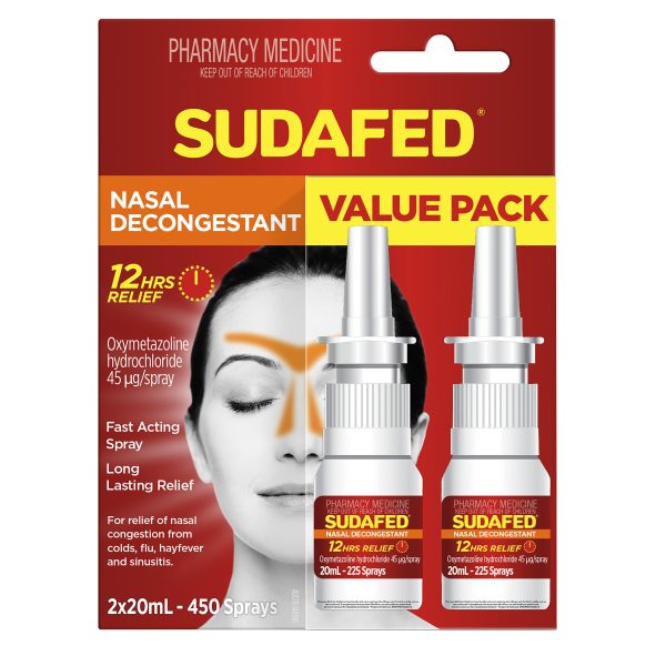 Sudafed Nasal Decongestant Spray Value Pack (2x20ml Bottles)