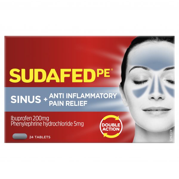 Sudafed PE Sinus + Anti-Inflammatory Pain Relief Non Drowsy Tablets (Pack of 24)