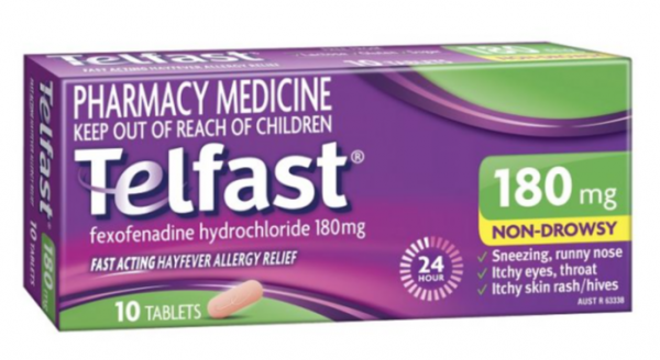 Telfast Fexofenadine 180mg Hayfever & Allergy Tablets (Pack of 10)