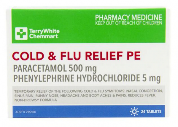 TerryWhite Chemmart Cold & Flu Relief PE Non-Drowsy Tablets (Pack of 24)