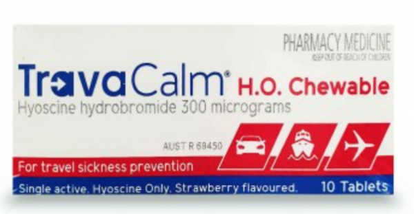 Travacalm H.O. Travel Sickness Prevention Strawberry Flavoured 10 chewable tablets