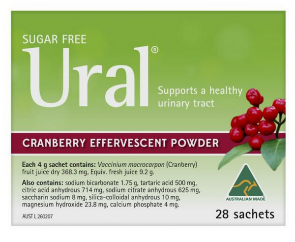 Ural Cranberry Effervescent Powder Sugar Free Sachets (Pack of 28)