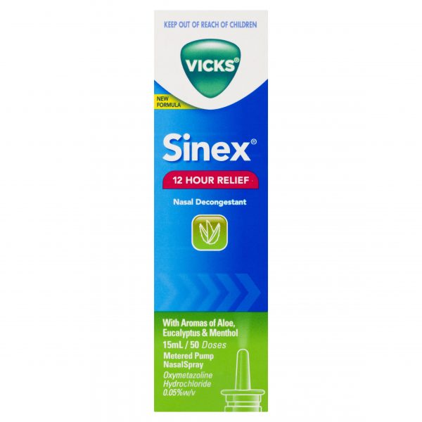 Vicks Sinex Nasal Decongestant Relief With Aloe 15ml