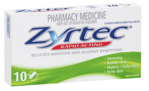 Zyrtec Cetirizine 10mg Hayfever & Allergy Tablets (Pack of 10)
